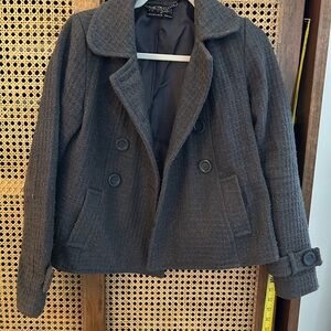 Women's Gray Double-Breasted Peacoat
